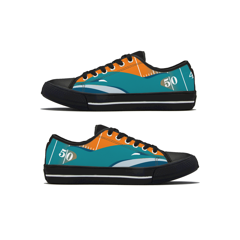 Women's Miami Dolphins Low Top Canvas Sneakers 002 Women's Miami Dolphins Low Top Canvas Sneakers 002